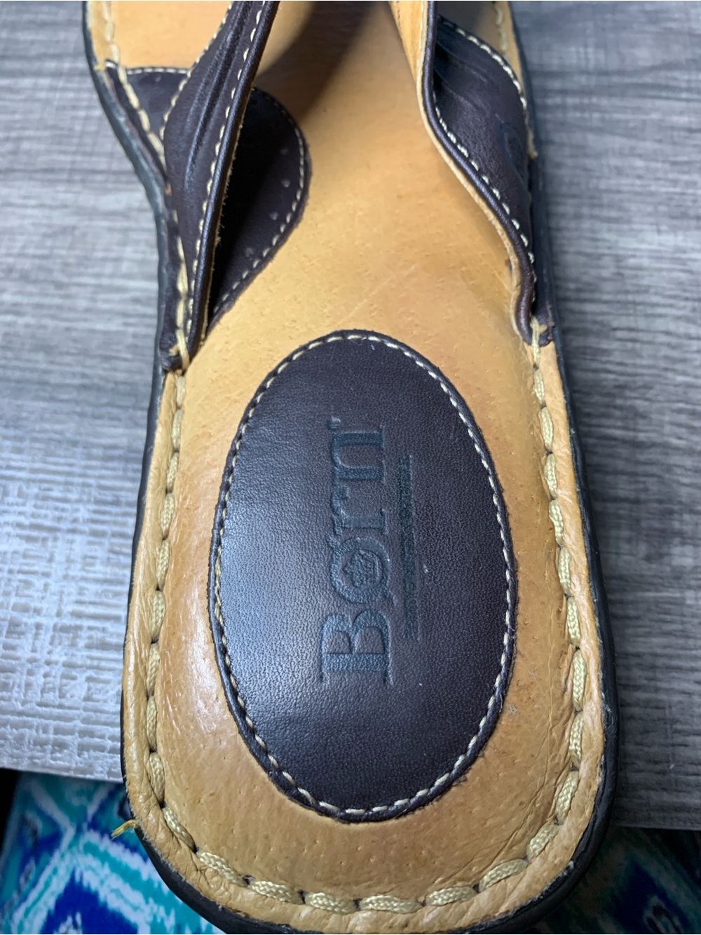 Born Garland Dark Brown Leather Women's Thong Sandals - Picture 4 of 5